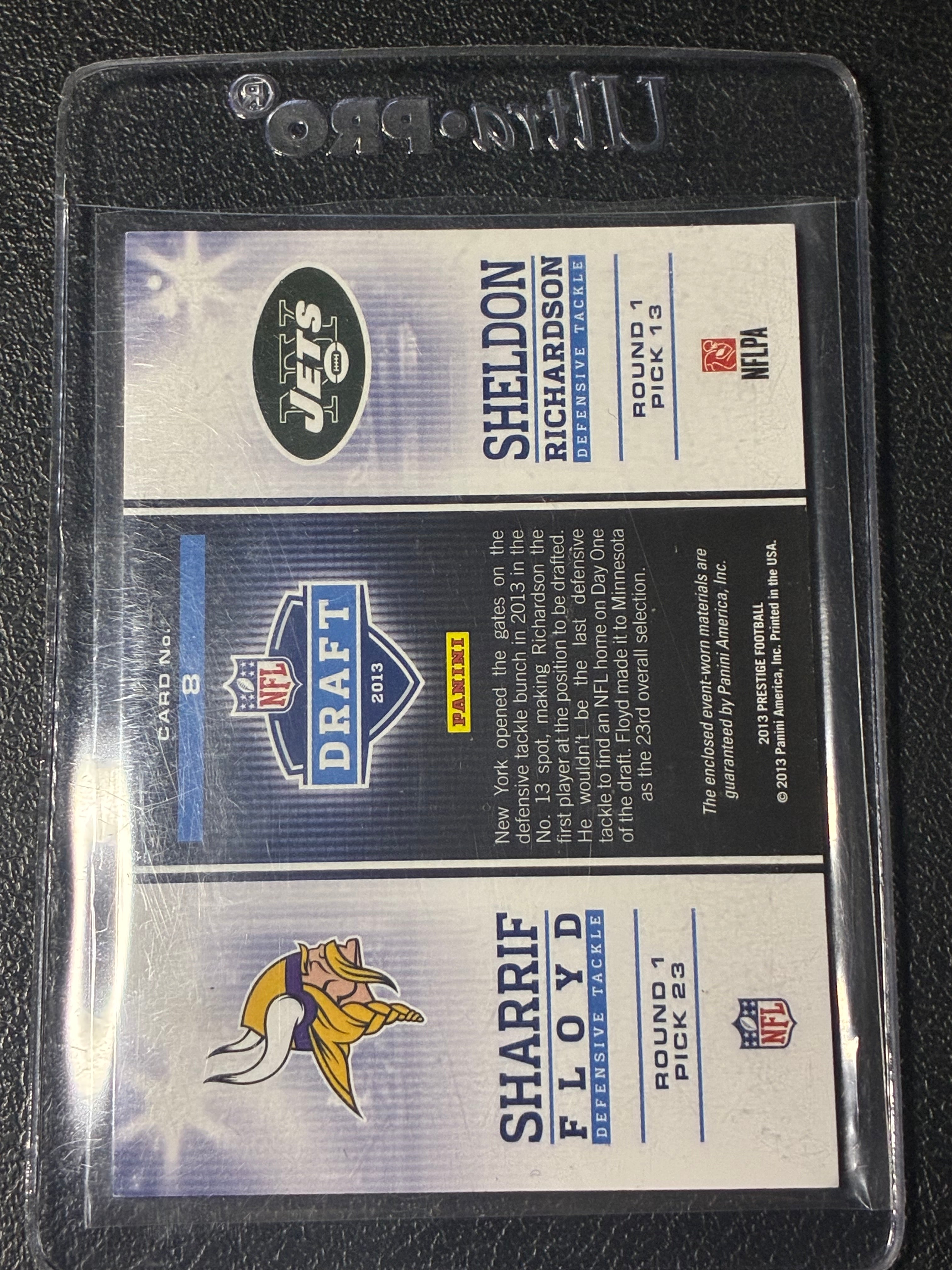 2013 Panini Prestige Dual Materials #8 Sharrif Floyd Sheldon Richardson /299🔥