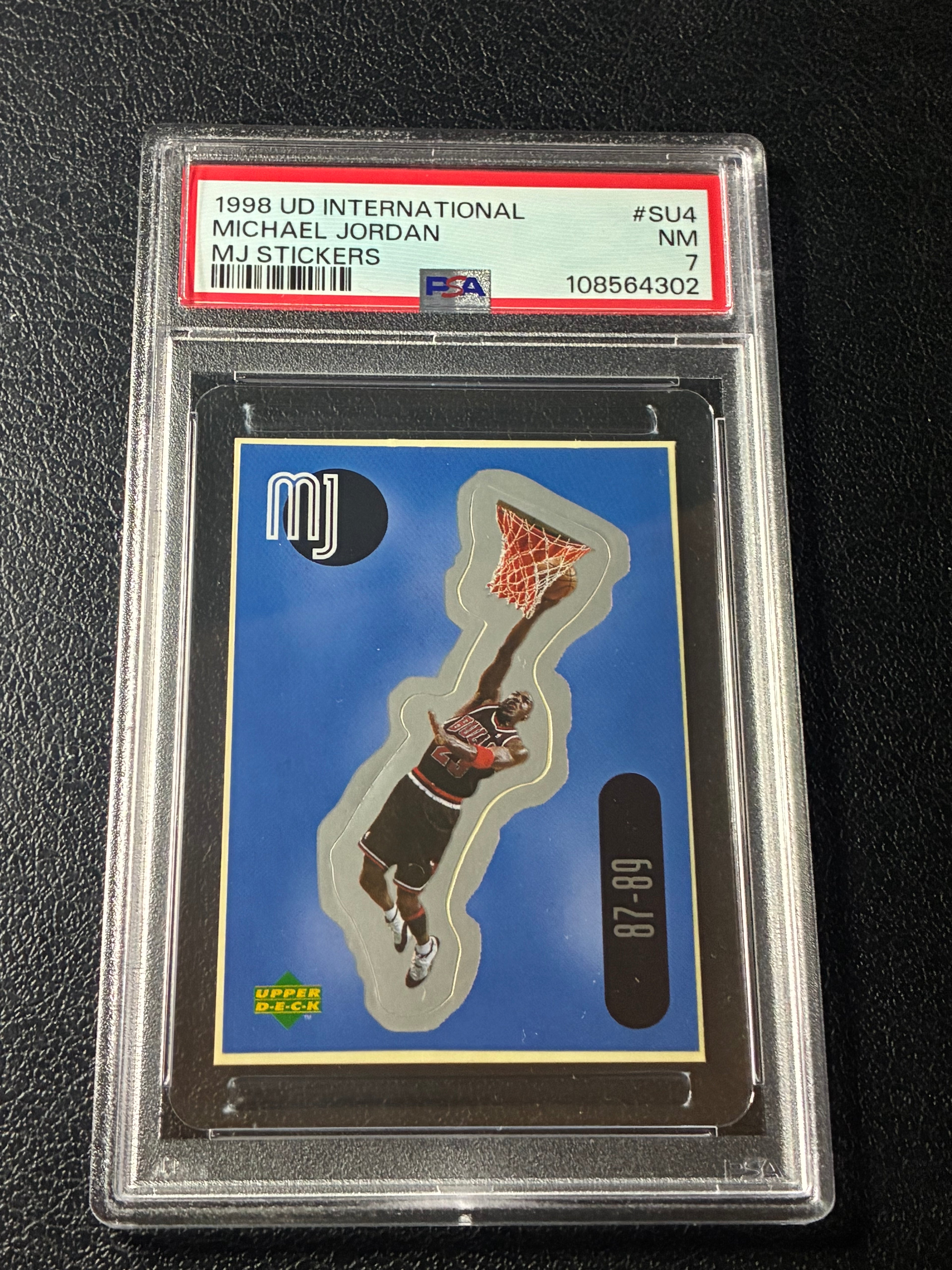 1998 Upper Deck International Michael Jordan MJ Stickers #SU4 SP PSA 7🔥
