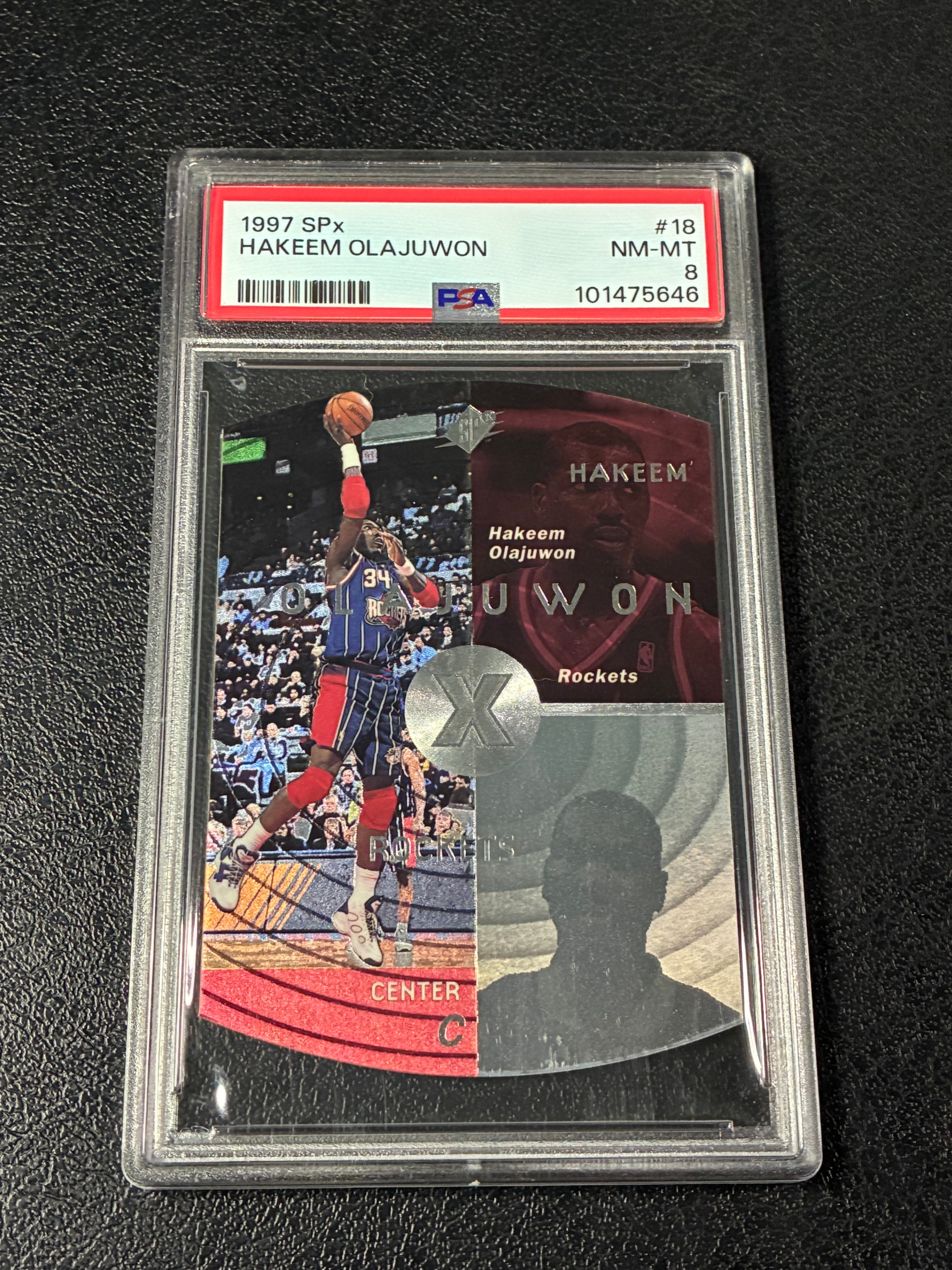 1997-98 SPx - Hakeem Olajuwon #18 PSA 8🔥✅