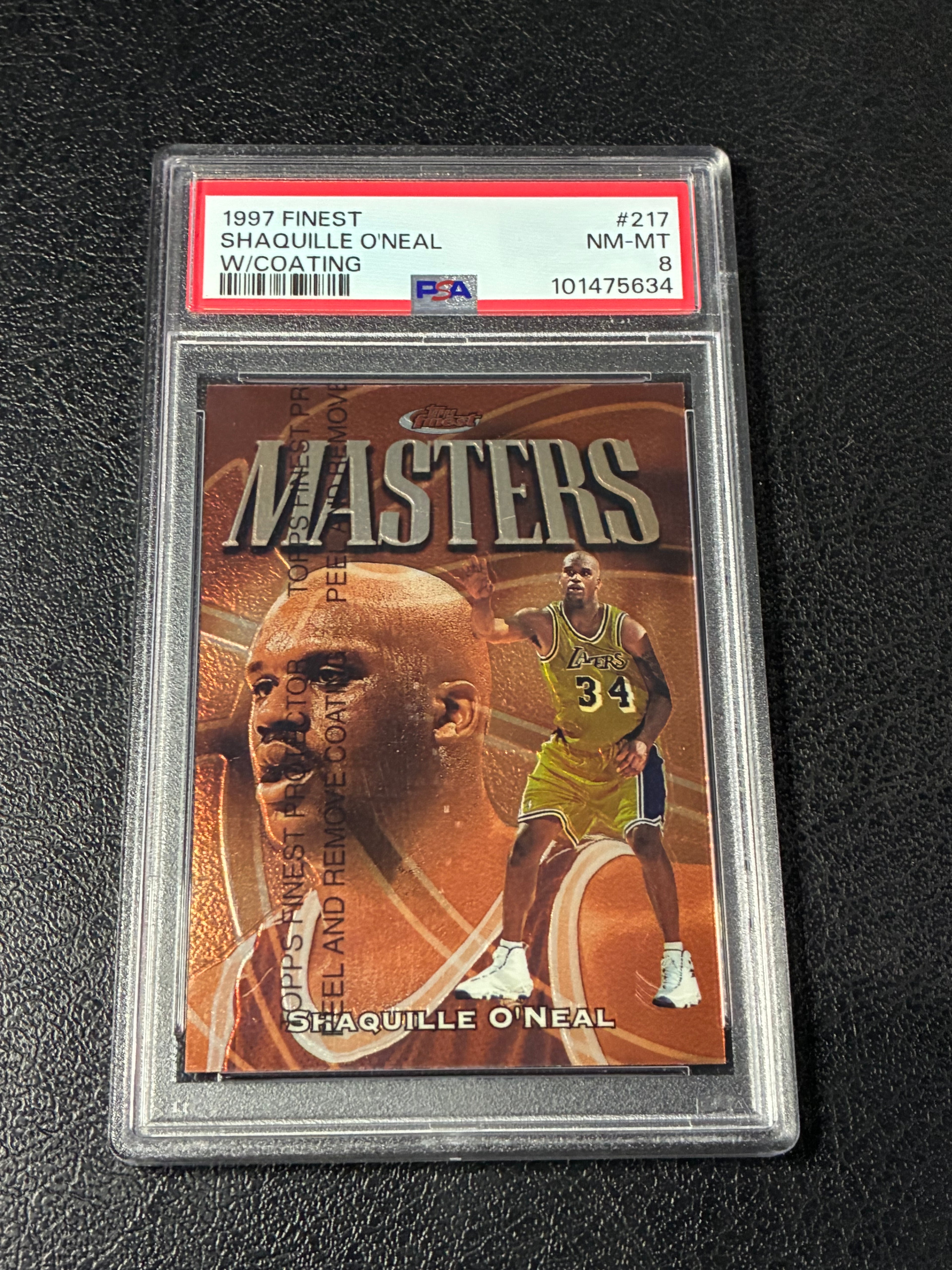 1997 Topps Finest Shaquille O’Neal # 217 w/ Coating PSA 8🔥