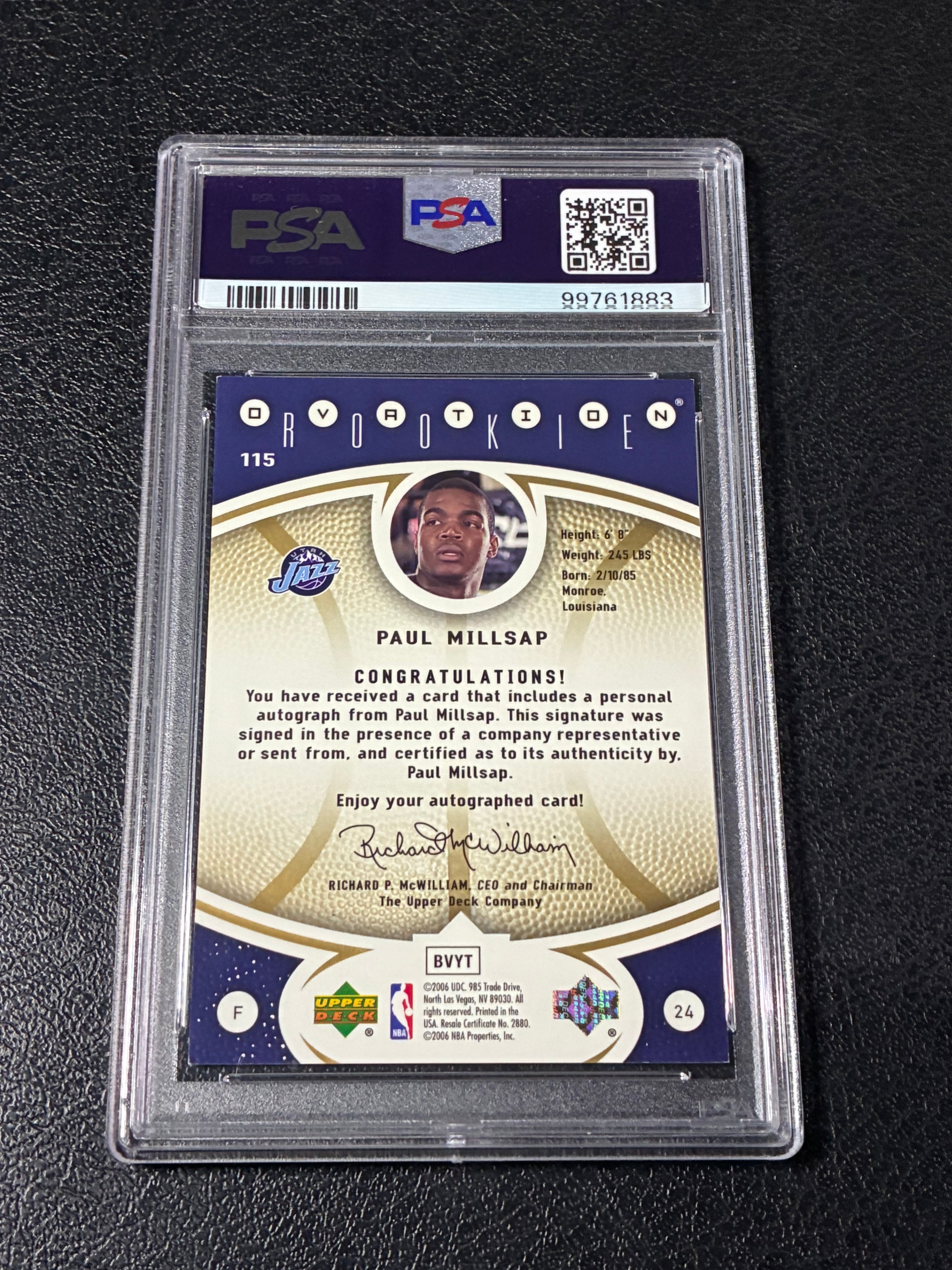 2006 Upper Deck Ovation Paul Milsap Autograph-Gold /99 (RC) (AU) PSA 7 Pop 1🔥