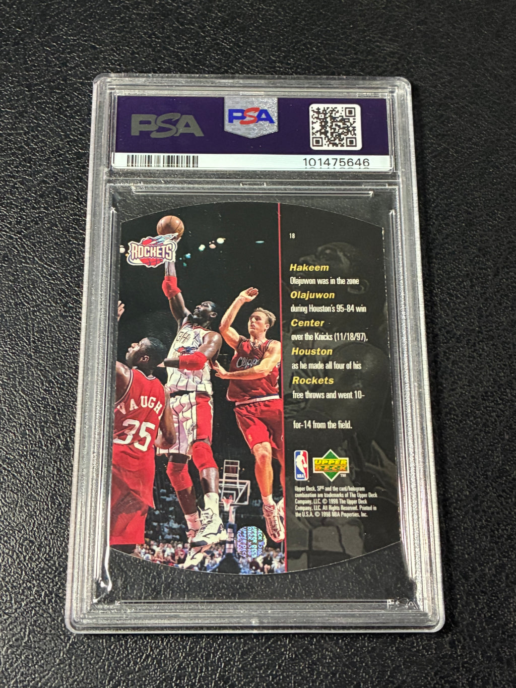 1997-98 SPx - Hakeem Olajuwon #18 PSA 8🔥✅