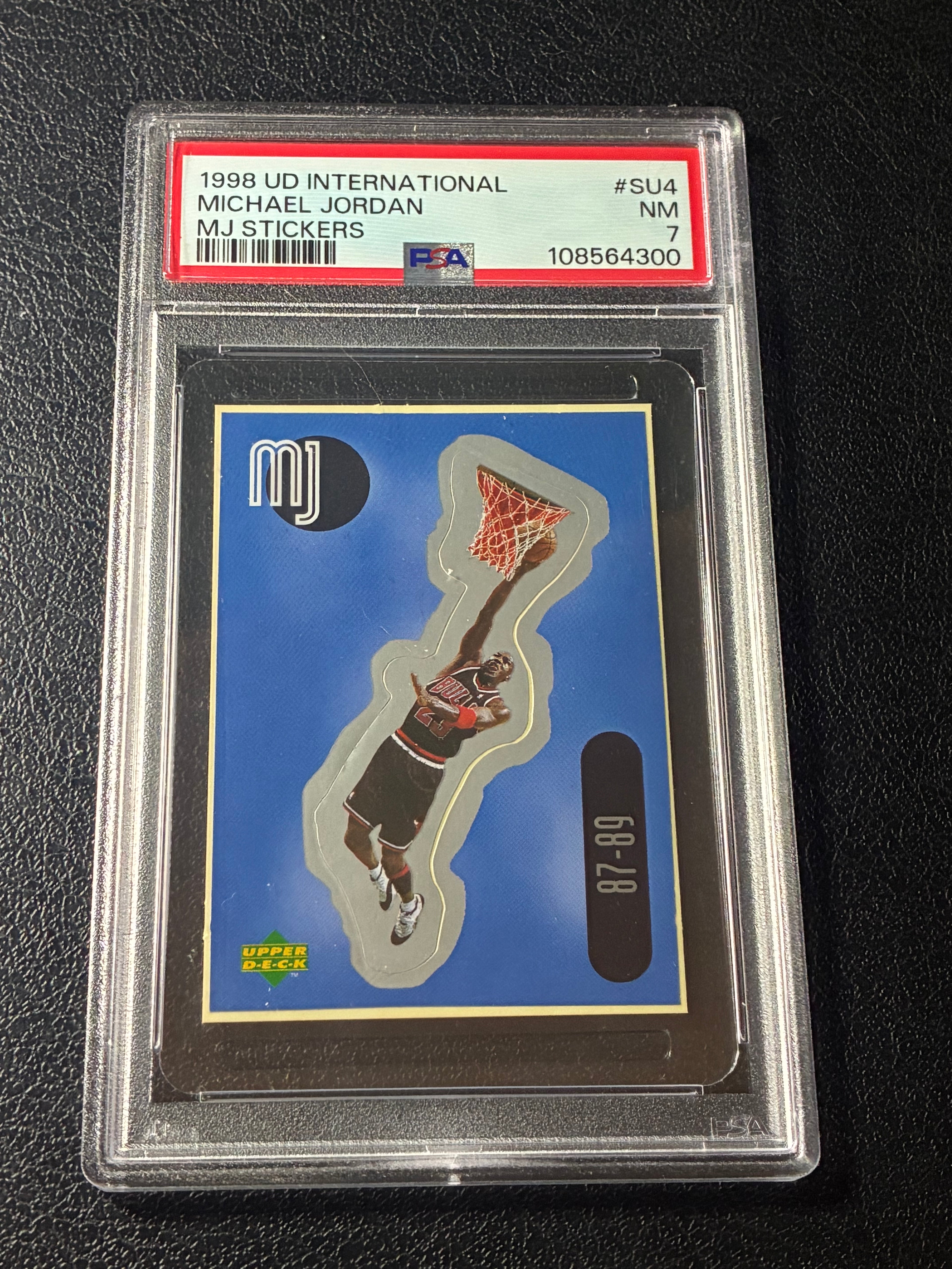 1998 Upper Deck International Michael Jordan MJ Stickers #SU4 PSA 7🔥