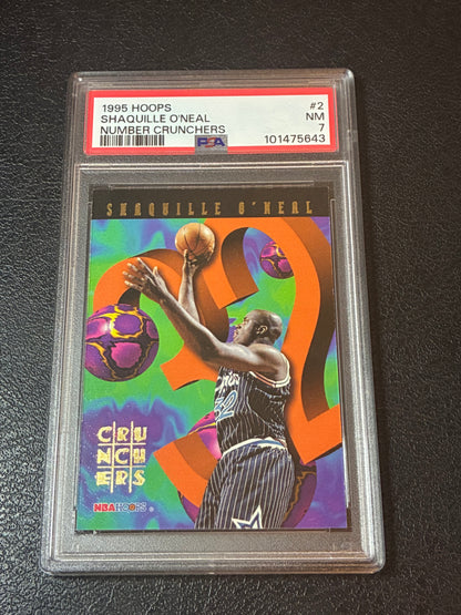 1995-96 NBA Hoops - # Crunchers Shaquille O'Neal #2 PSA 7🔥