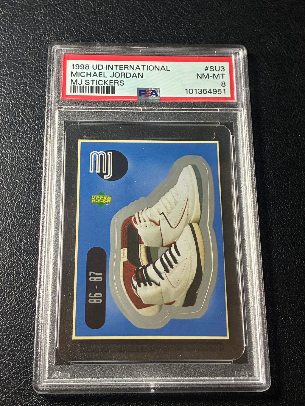1998 Upper Deck International Michael Jordan MJ Stickers #SU3 PSA 8🔥
