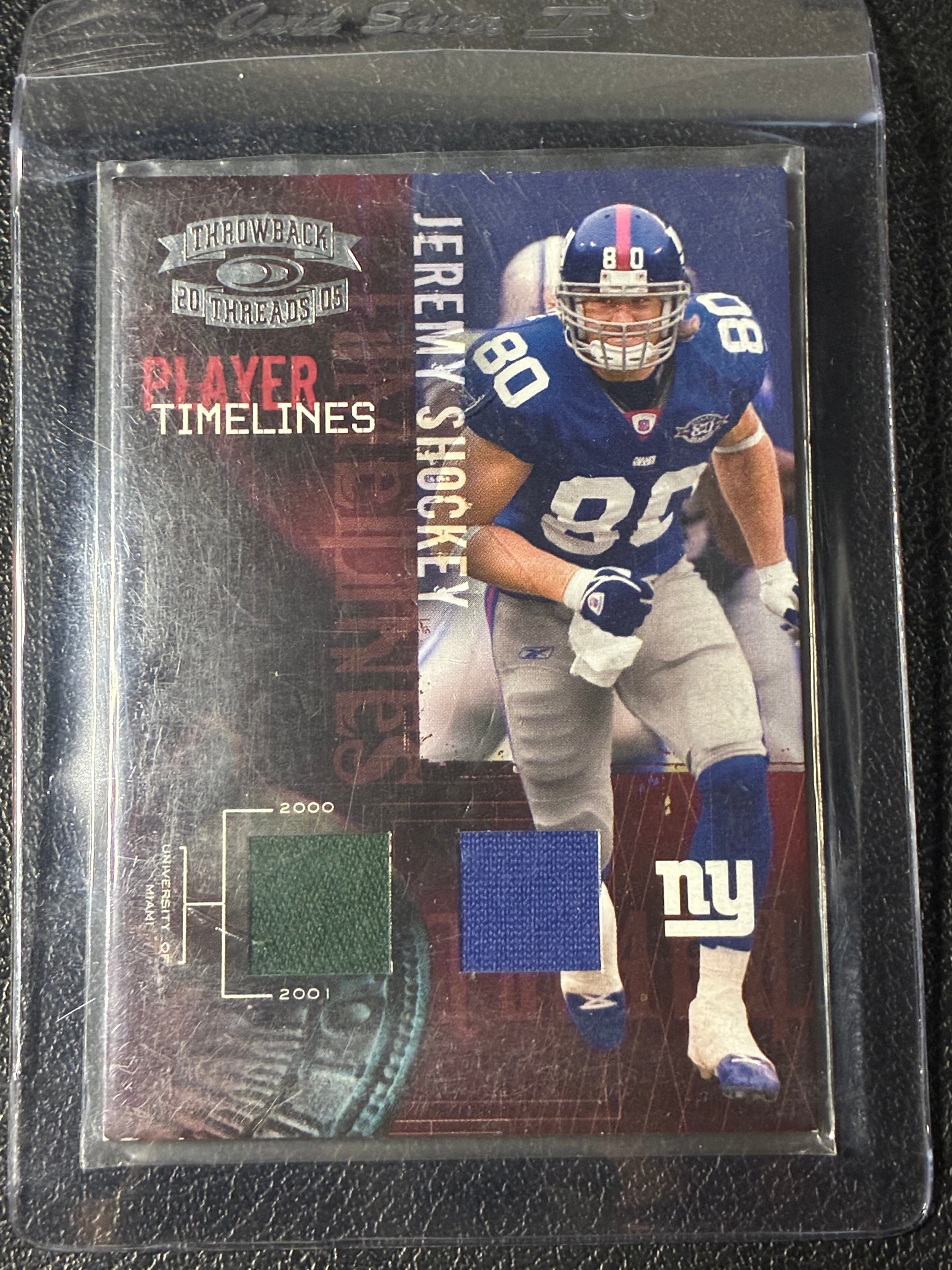 2005 Donruss Throwback Threads Jeremy Shockey #PY-12 /250 Dual Patch Miami SP🔥