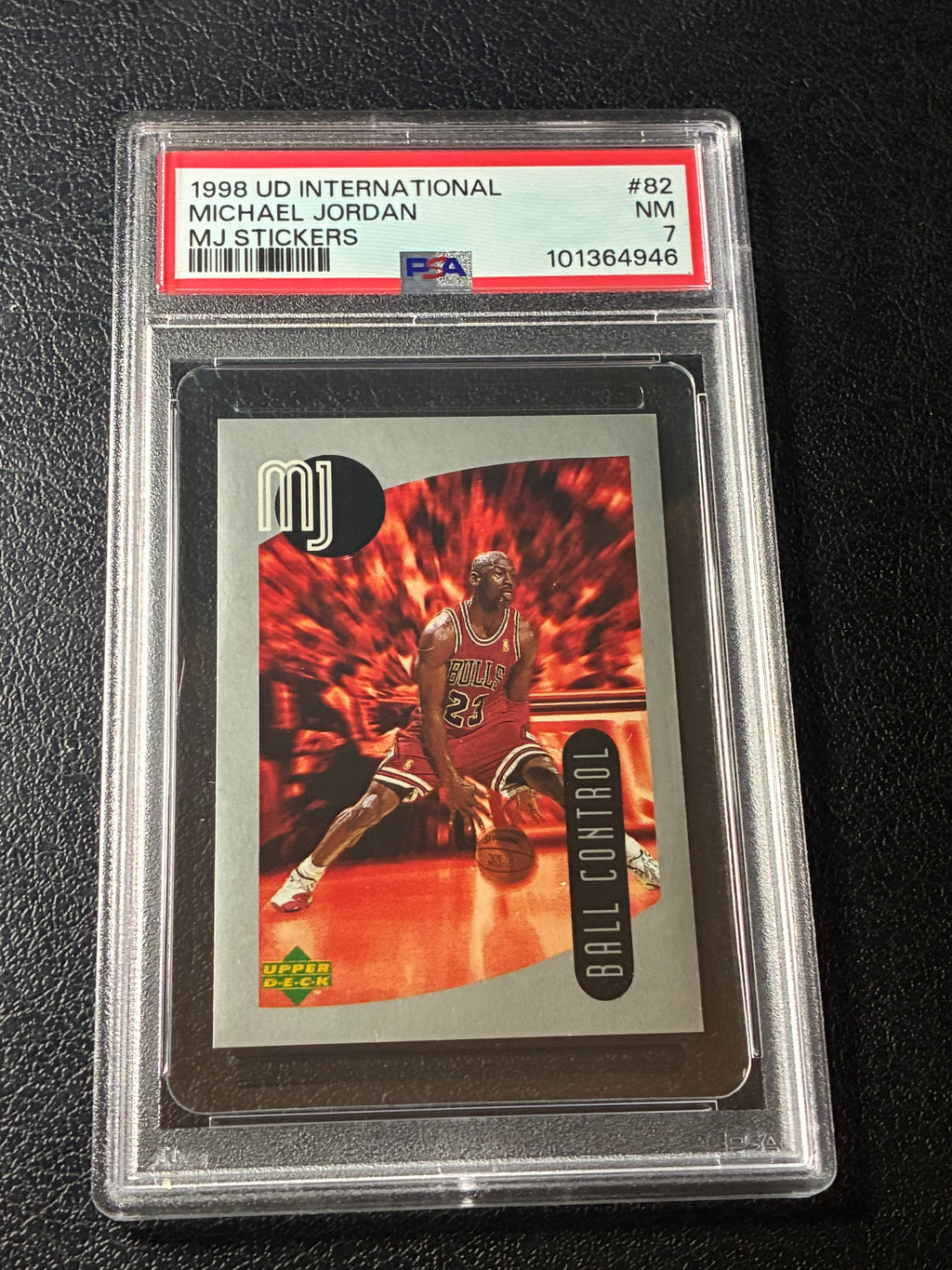 1998 Upper Deck International Michael Jordan MJ Stickers #82 PSA 7🔥