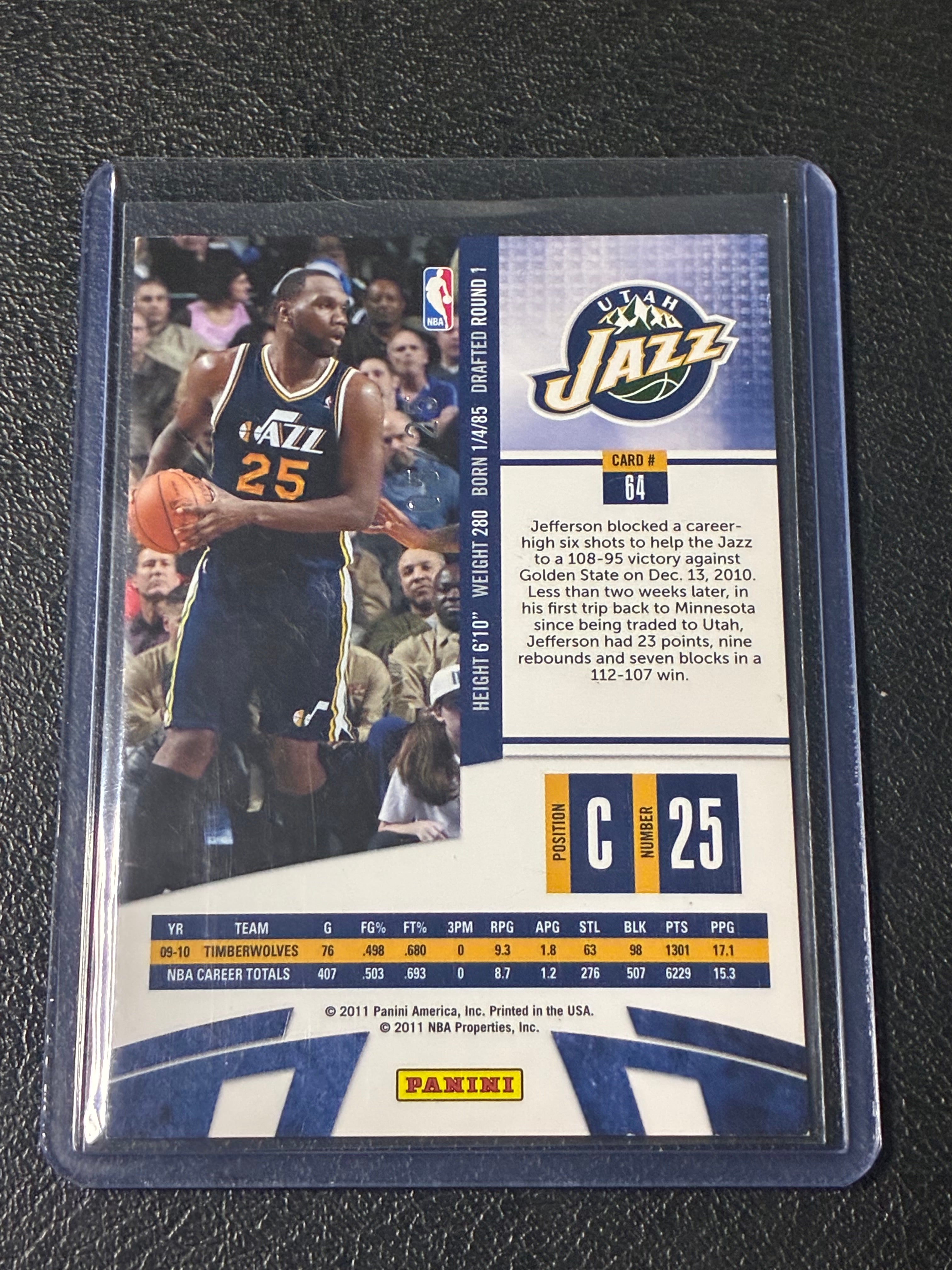 2010-11 Panini Absolute Memorabilia Spectrum Al Jefferson #64 SSP /25🔥