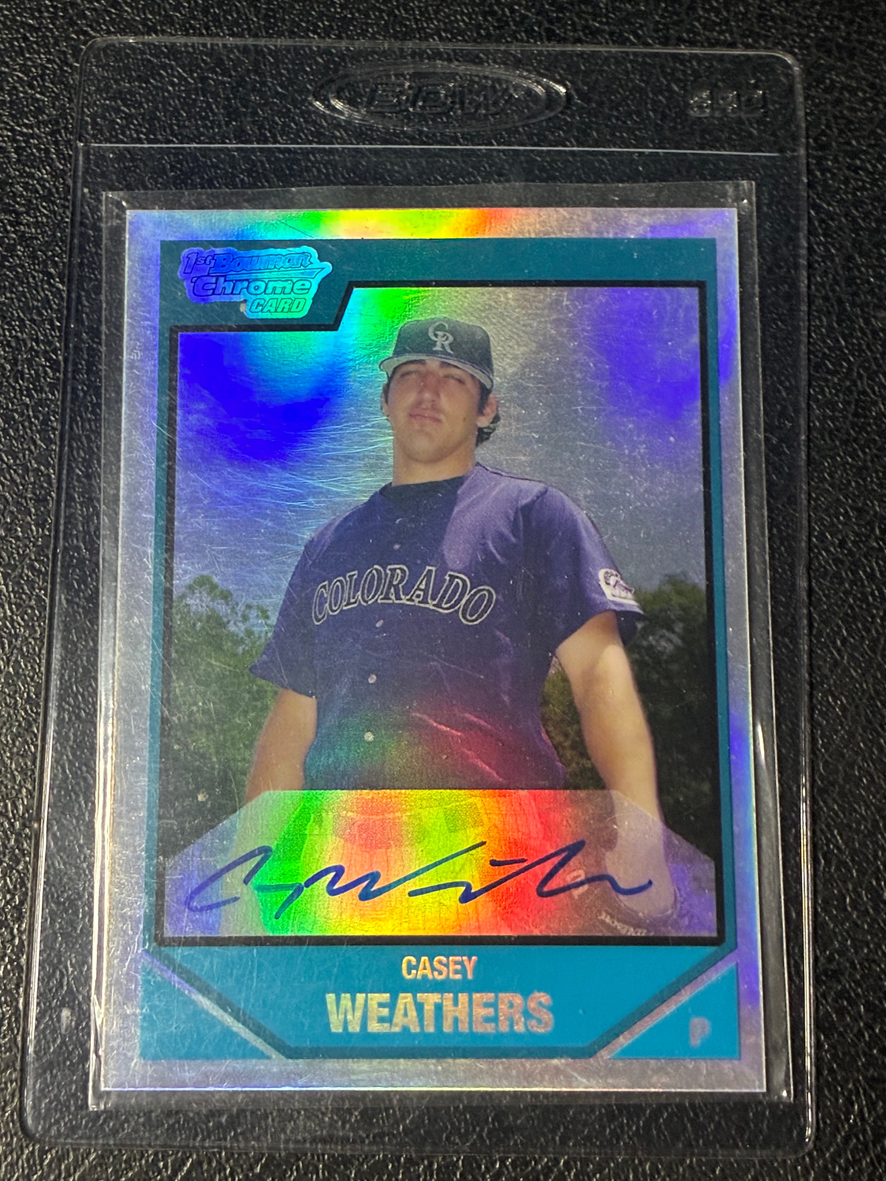 2007 Topps 1st Bowman Chrome Casey Weathers Autograph Refractor /500 #BDPP130🔥