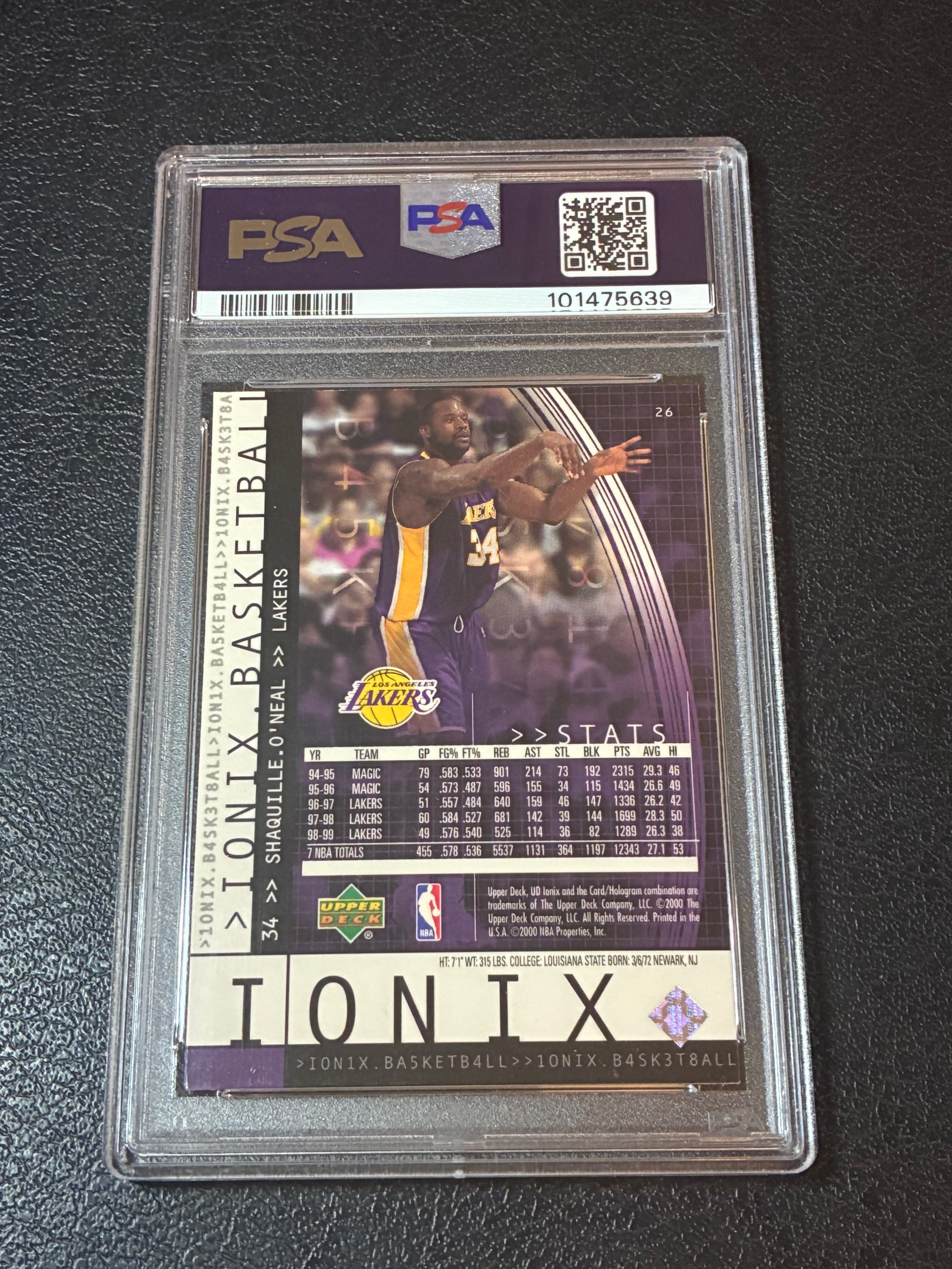 1999-00 Upper Deck Ionix - Shaquille O'Neal #26 PSA 9🔥