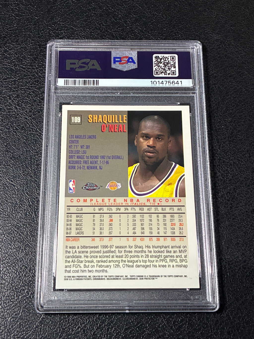 1997 Topps Chrome Shaquille O’Neal #109 PSA 8🔥